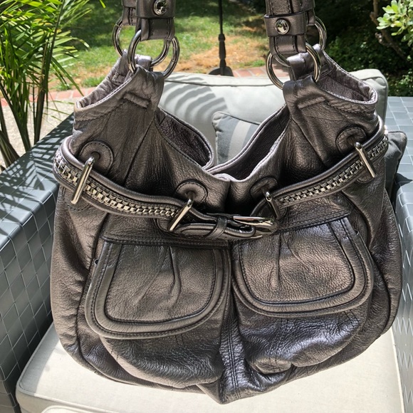 B. Makowsky Silver Leather Hobo Bag - Picture 2 of 4